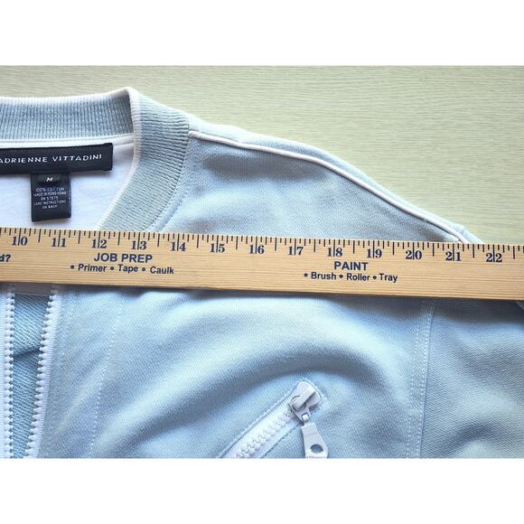 JACKET-ADRIENNE VITTADINI-Light Blue-Large White Zippers-Pockets-Size MED - Picture 5 of 10